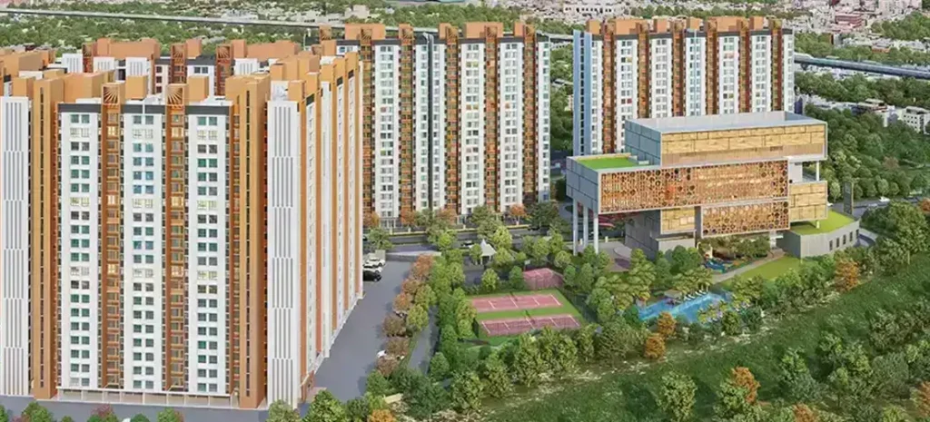 Dosti Greater Thane residential towers with landscaped gardens and modern amenities in Kalher.